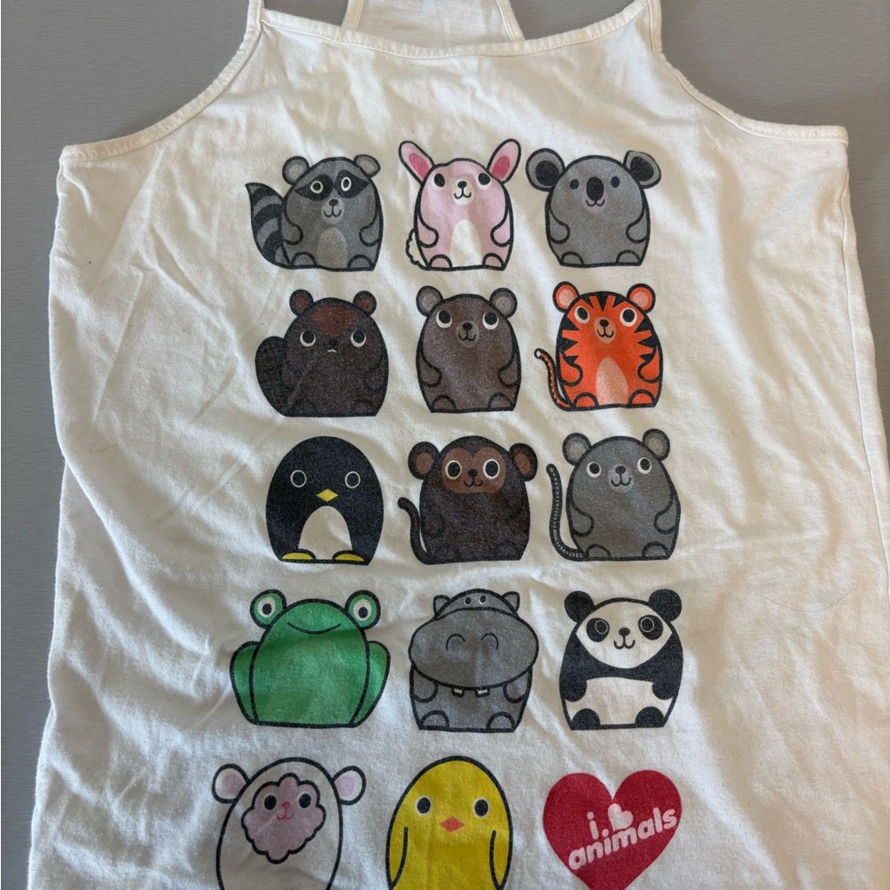 Loungefly White Tank Top with Colorful Cartoon Animal Prints